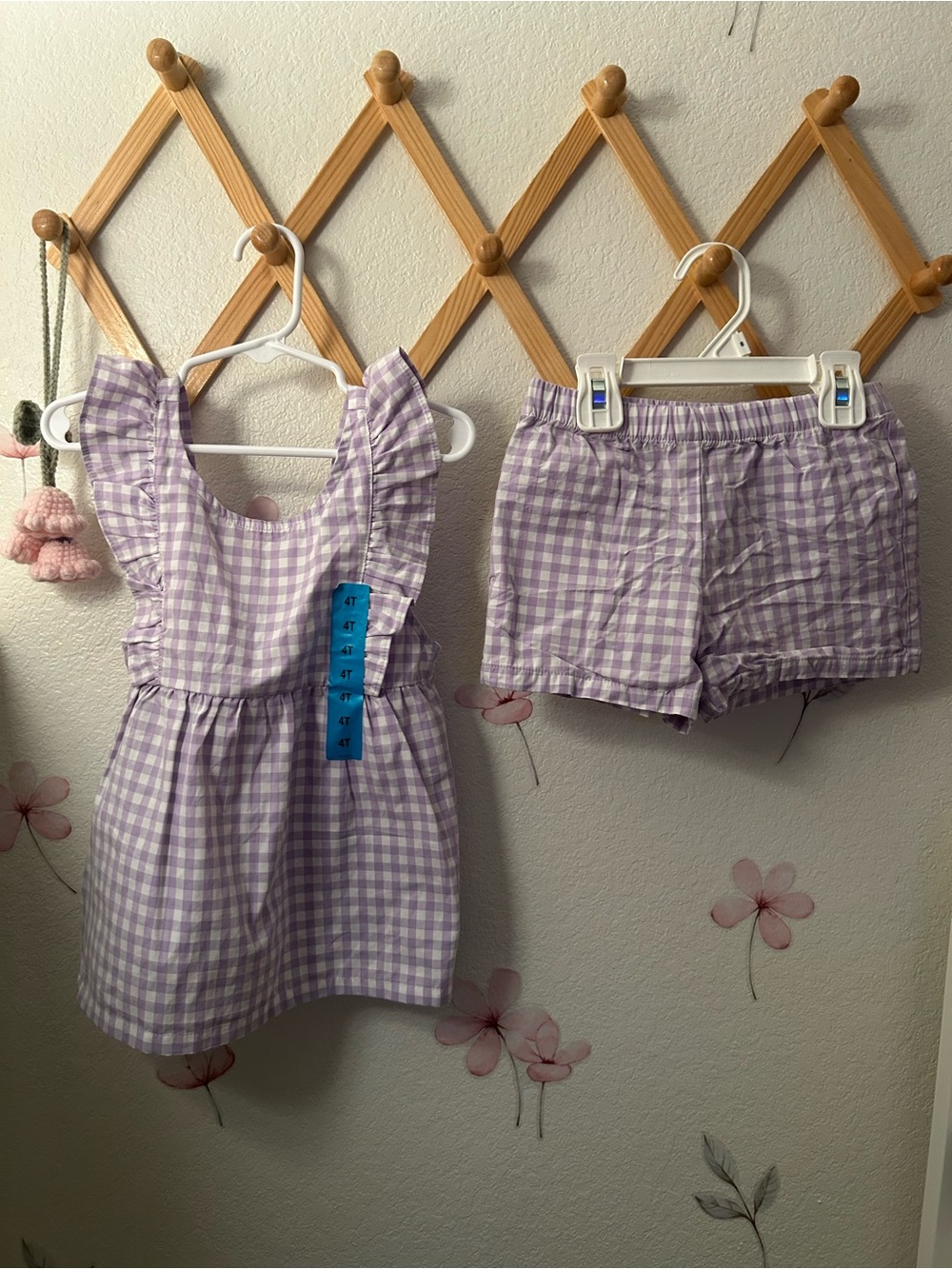 Carter's Lilac Gingham Girls Shorts - Purple & White